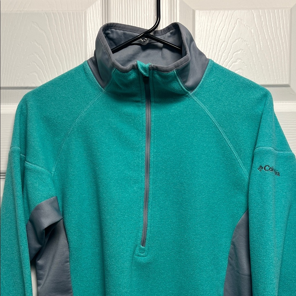 Columbia Turquoise and Gray Half-Zip Fleece Pullover
